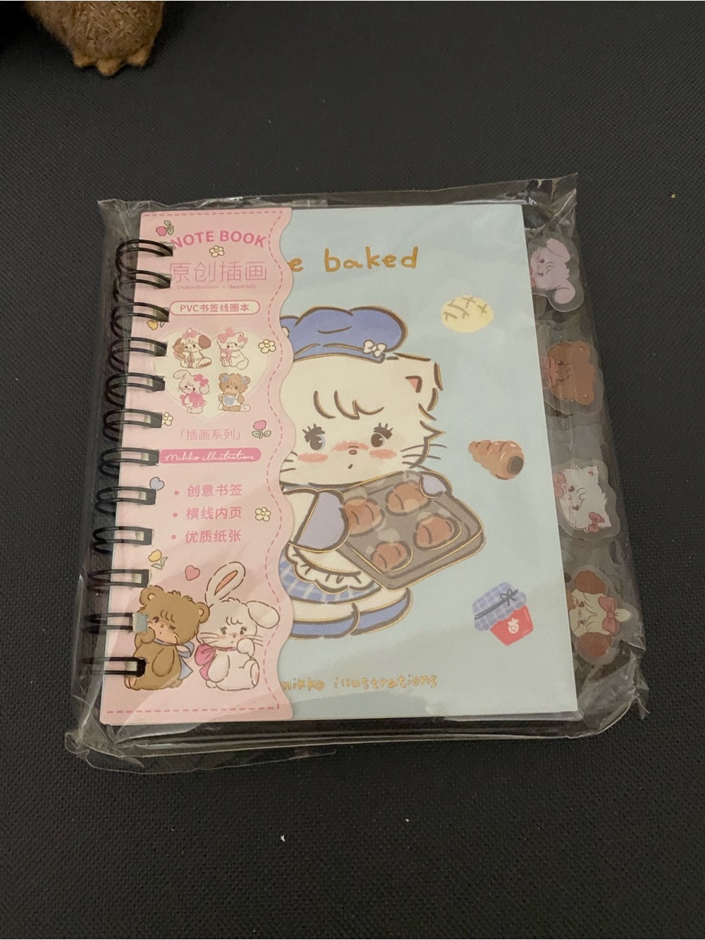 Kawaii Baked Cat Spiral Notebook - Blue & Pink